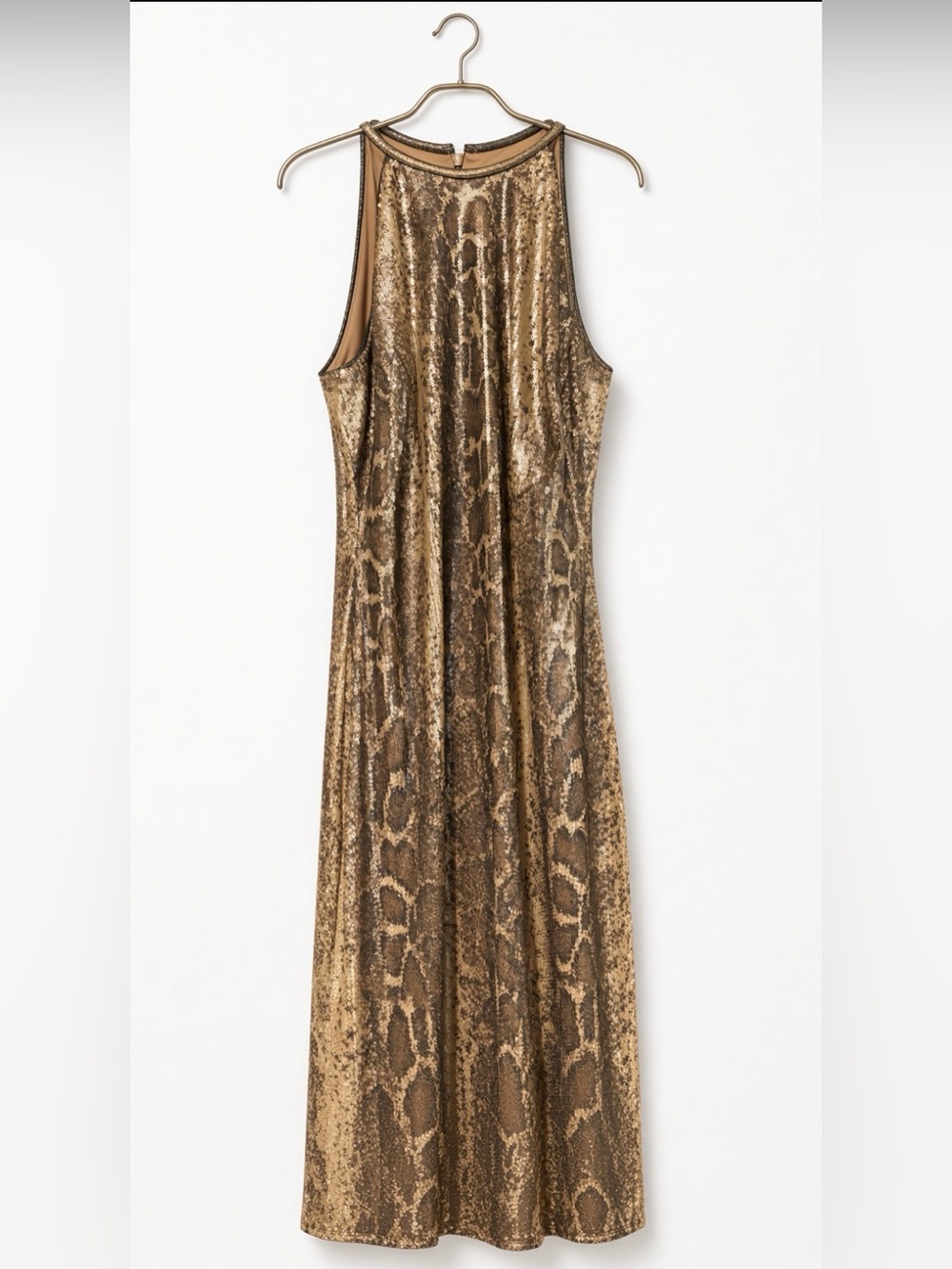 Cache Gold Sequin Snakeskin Print Dress Size 2